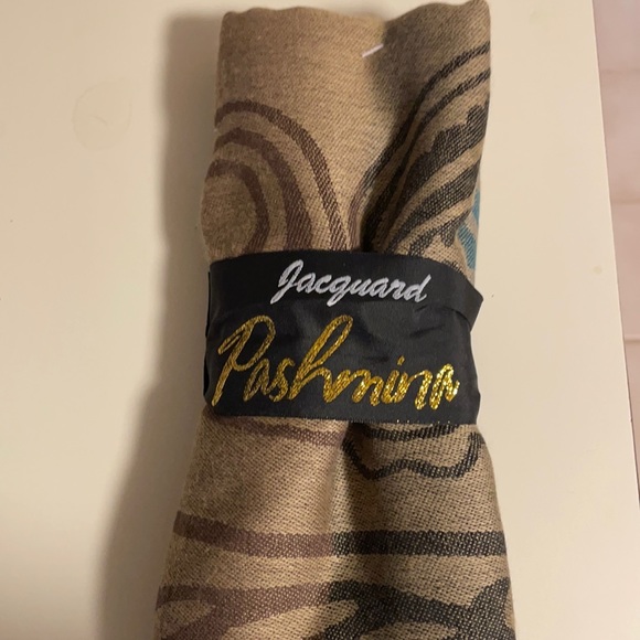 jacquard Accessories - Jacquard Pashmina Brown and Blue NWT
